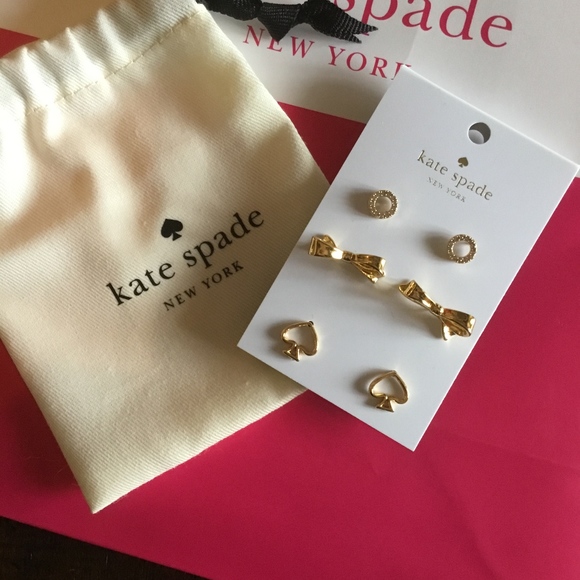 NWT! KATE SPADE 3 Piece 12 kt Gold Stud Essentials - Picture 5 of 7